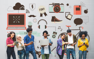 Infographic highlighting Gen Z workplace expectations: sustainability, flexibility, ethical leadership, and digital engagement.